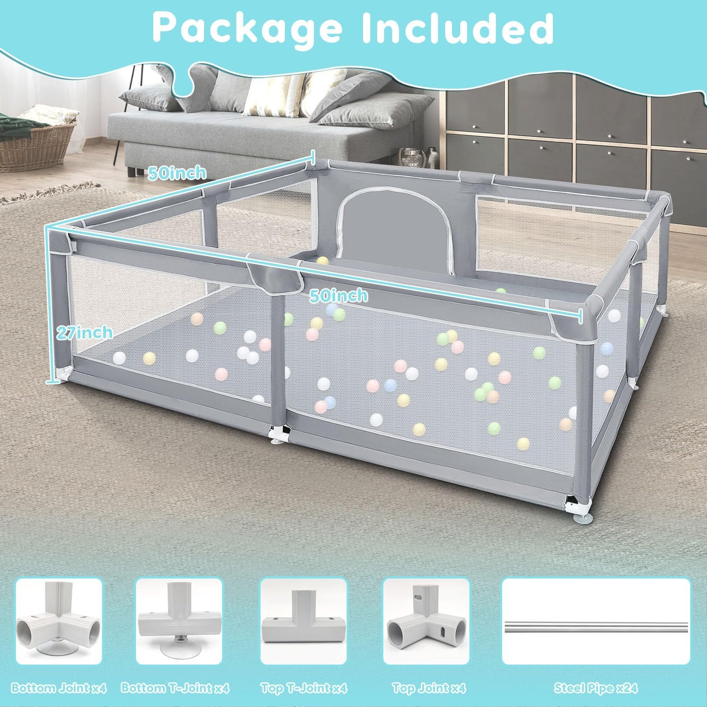 Fshibila Baby Playpen for Indoor & Outdoor Use