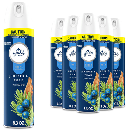 Glade Air Freshener Room Spray, Juniper & Teak, Fresh Collection, 8.3 oz, 6 Count
