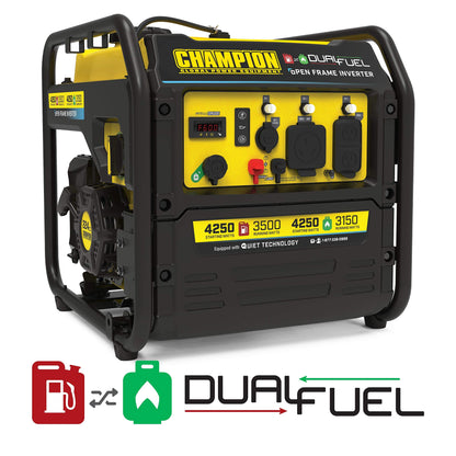 Champion Power Equipment 4250-Watt Dual Fuel RV Ready Portable Open Frame Inverter Generator with Quiet Technology