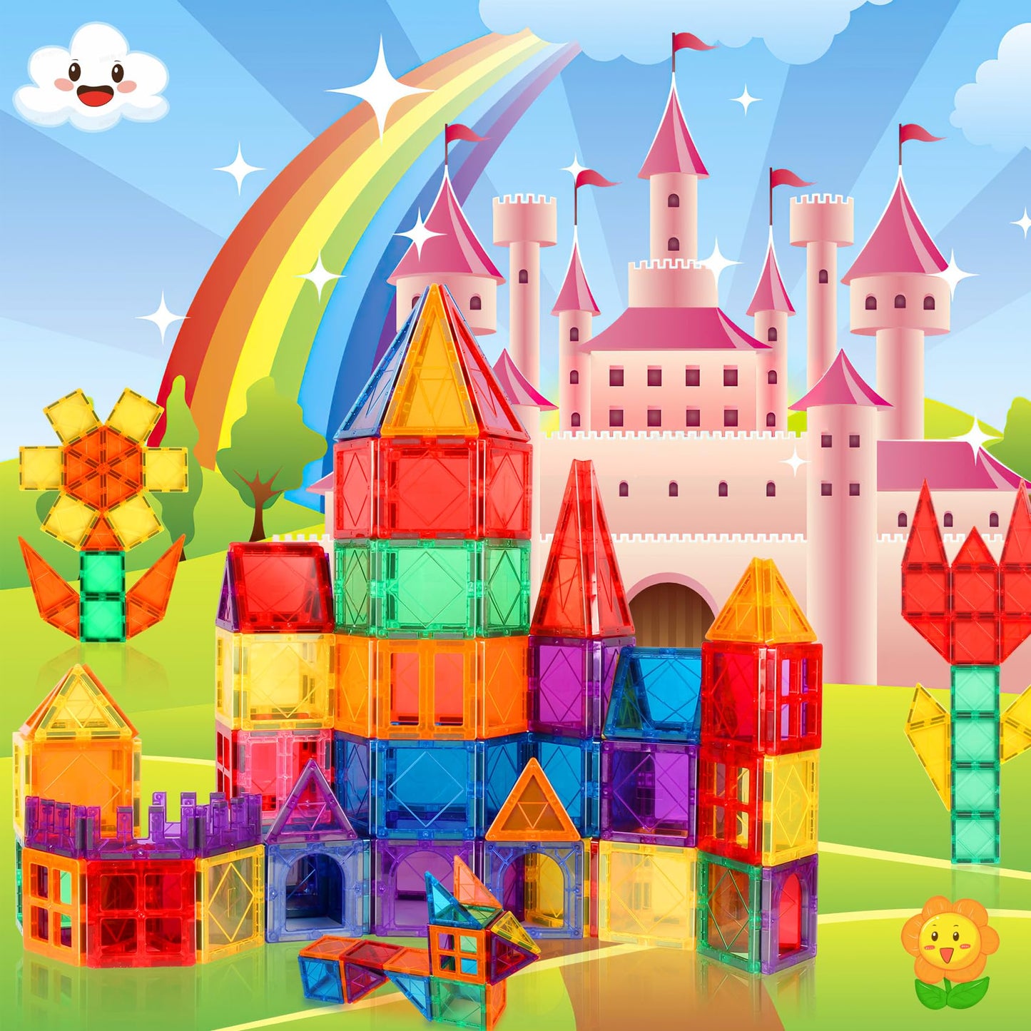 Magnetic Building Tiles for Kids Ages 3-7