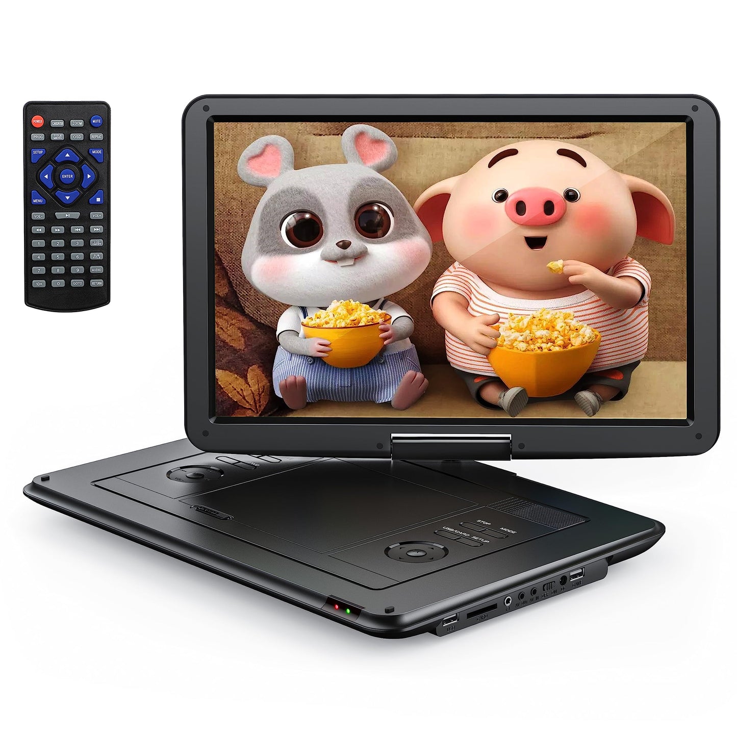 YOTON 17.5" Portable DVD Player with 15.5" HD Swivel Screen for Car and Kids, 4-6 Hours Working Time with Built-in Battery, Dual Stereo Speakers, USB/SD/AV/Audio/Gamepad Support [Not Support Blu-Ray]
