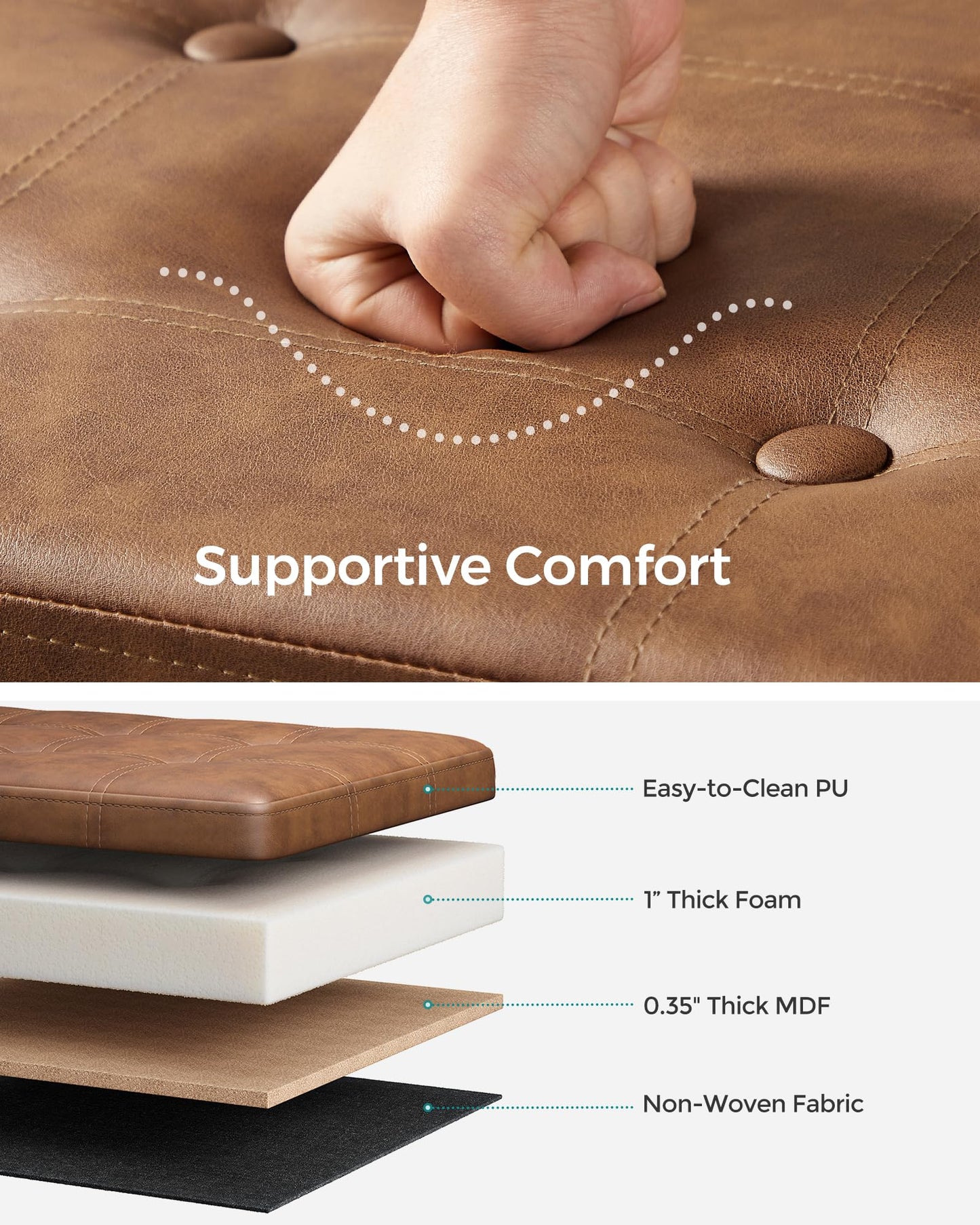 SONGMICS 43" Folding Storage Ottoman Bench