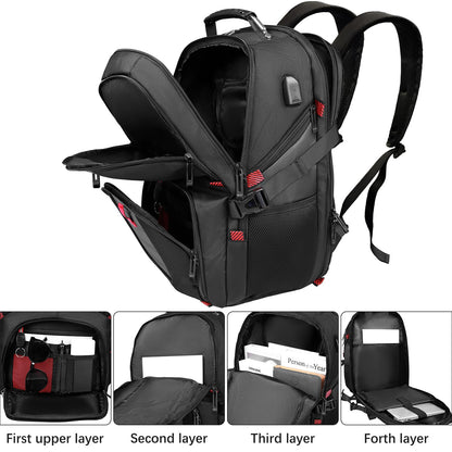 Large Travel Laptop Backpack with USB Charging