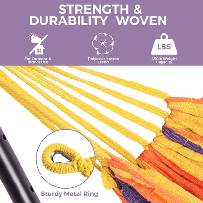 LAUREL CANYON 2-Person Hammock with Durable Space Saving Steel Stand, 450 lb Capacity, Premium Carry Bag Included,Tropical