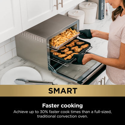 Ninja DT251 Foodi 10-in-1 Smart XL Air Fry Oven, Bake, Broil, Toast, Roast, Digital Toaster, Thermometer, True Surround Convection up to 450°F, includes 6 trays & Recipe Guide, Silver