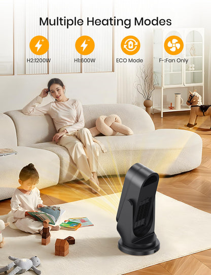 Portable 1200W Space Heater with Oscillation & Timer