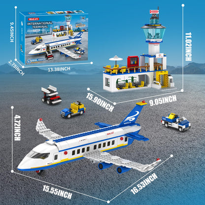 Airport Passenger Terminal Building Set with Planes