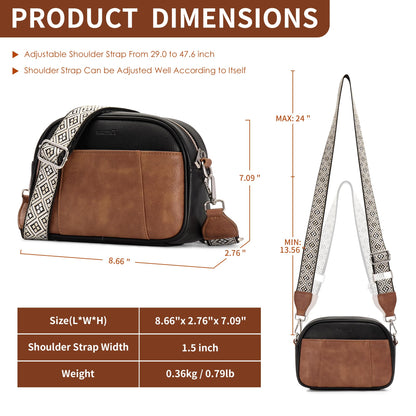 Flowston Leather Crossbody Bag with Adjustable Strap