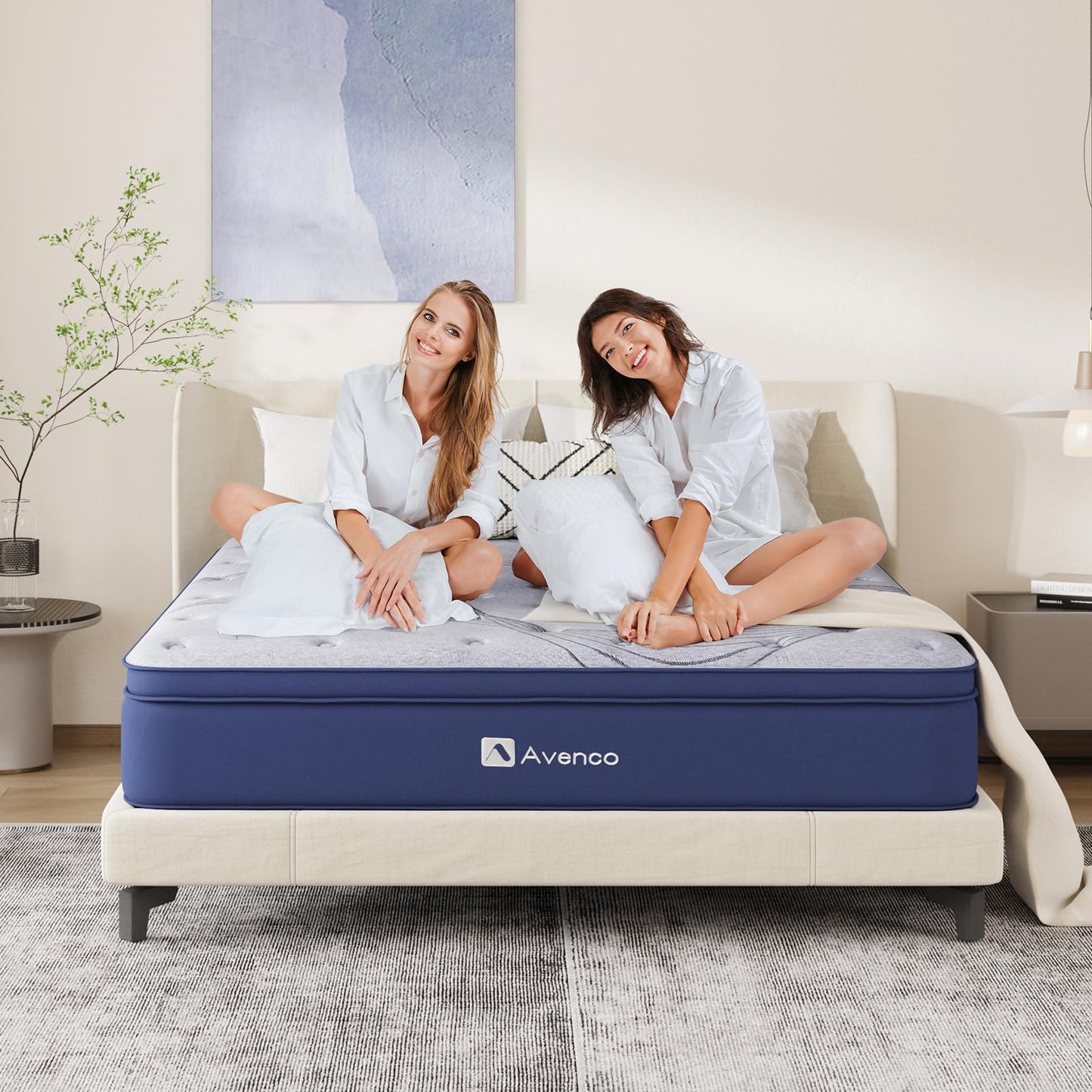 Avenco Mattress Full Size, 12 Inch Full Mattress Hybrid, Medium Firm Full Mattress in a Box for Pressure Relief and Sound Sleep, Wrapped Coils and CertiPUR-US Foam, Soft Breathable Fabric