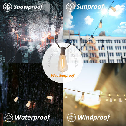 300FT Waterproof Edison String Lights for Outdoors