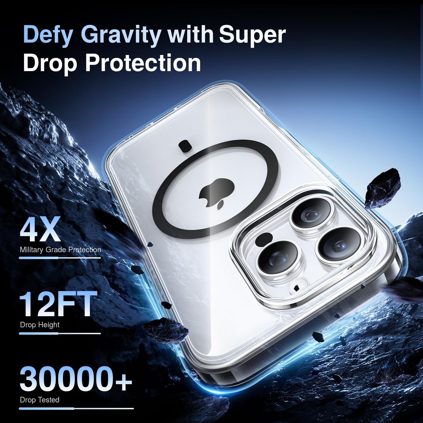 SMARTDEVIL Magnetic MagSafe Black Case for iPhone 16 Pro, Strong Magnetic Clear Shockproof Cover with 2 Screen Protectors, Ultra-Slim Anti-Yellowing Phone Case
