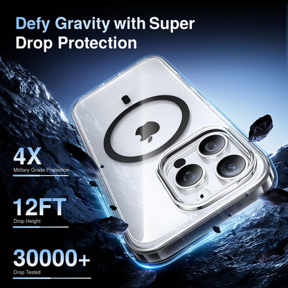 SMARTDEVIL Magnetic MagSafe Black Case for iPhone 16 Pro, Strong Magnetic Clear Shockproof Cover with 2 Screen Protectors, Ultra-Slim Anti-Yellowing Phone Case