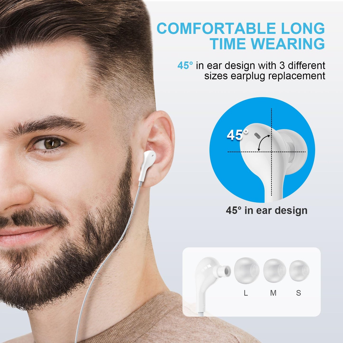 USB C Headphones for Samsung S24 S23 S22, Type C Earbuds with Microphone HIFI Stereo Volume Control Ear Buds Compatible for iPhone 15 Pro Max Pixel 8 7 6 OnePlus 10