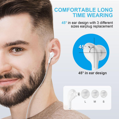 USB C Headphones for Samsung S24 S23 S22, Type C Earbuds with Microphone HIFI Stereo Volume Control Ear Buds Compatible for iPhone 15 Pro Max Pixel 8 7 6 OnePlus 10