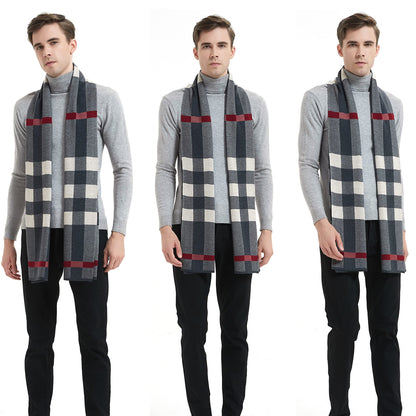 Men's Winter Cashmere Wool Scarf - Warm & Soft