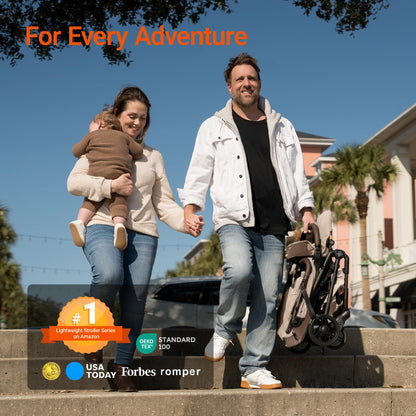 MAMAZING Lightweight Baby Travel Stroller with Carbon Fiber Frame, Compact & Airplane-Friendly, One-Handed Folding Design, 11.6 lbs, Perfect for Toddlers, Organizer & Cushion Included, Simply Taupe