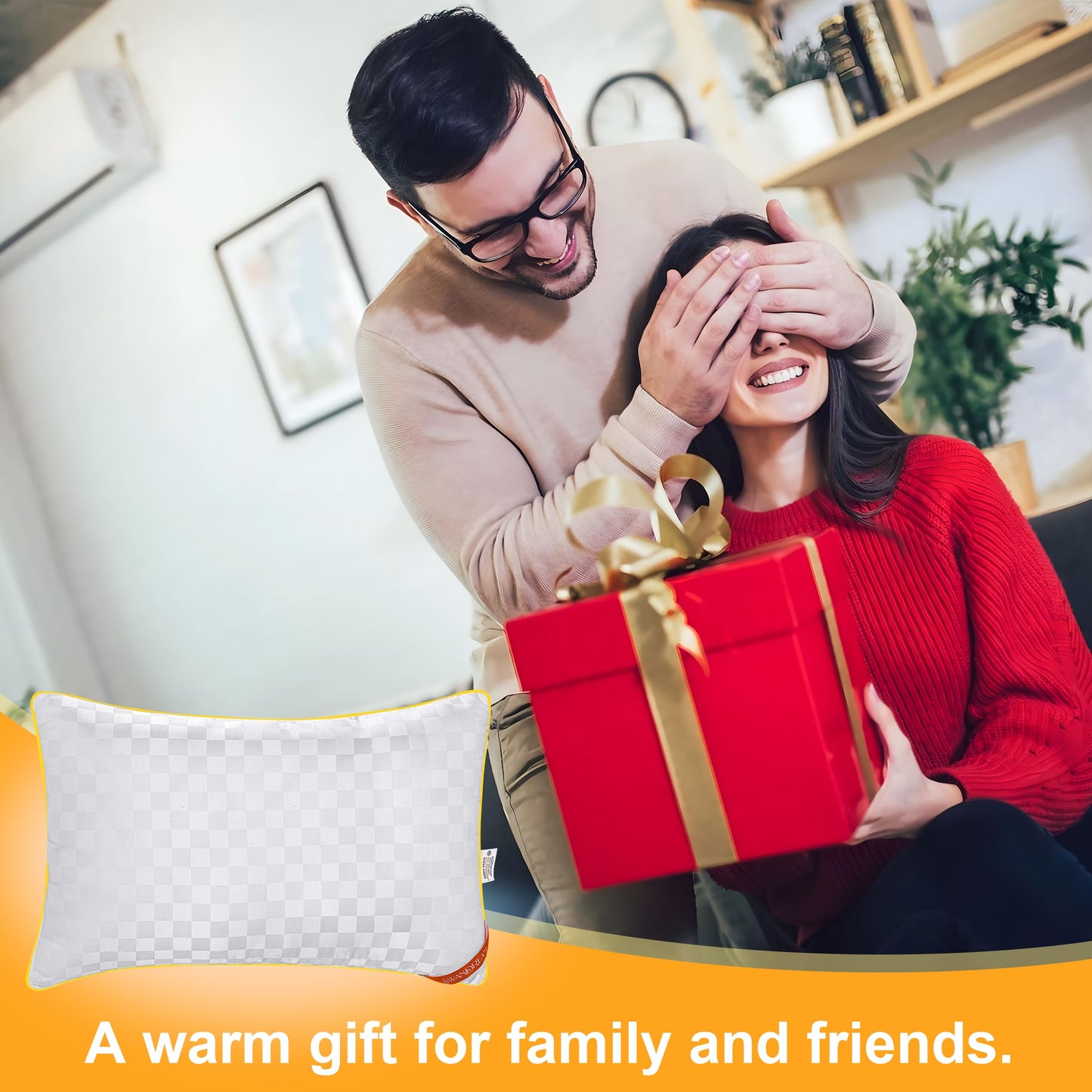 Swandream Standard Size Pillows Set of 2, Soft and Skin Friendly Down Alternative Pillow for Sleeping, Cooling Breathable Pillow for Back, Stomach or Side Sleepers, Golden, 20 * 26 Inches
