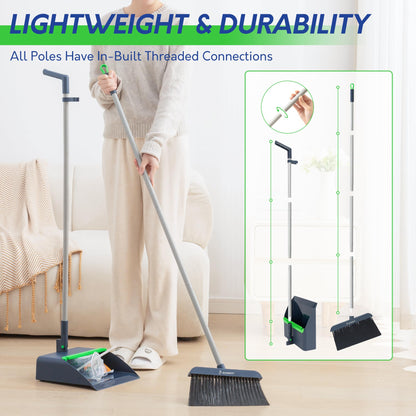 BOOMJOY Adjustable Broom and Dustpan Set