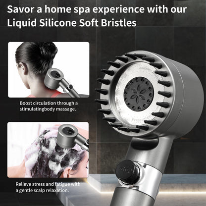 Iopsk Fitered Shower Head with Handheld for Hard Water, High Pressure Handheld Shower Heads with On Off Switch, Showerhead with Long Hose(Gun Grey,2 Filters)