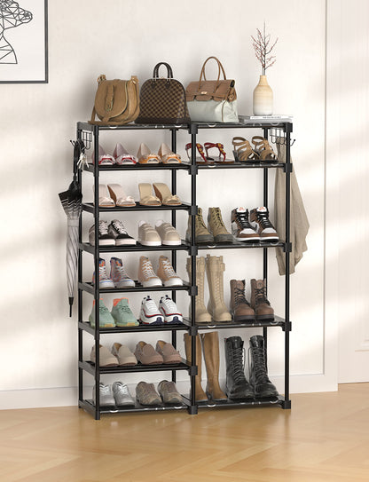 TIMEBAL 8-Tier Shoe Rack Storage Organizer 25-28 Pairs Shoes and Boots Shelf Organizer, Removable & Dust Large Shoe Rack, Stackable Shoe Rack for Boot & Shoe Storage