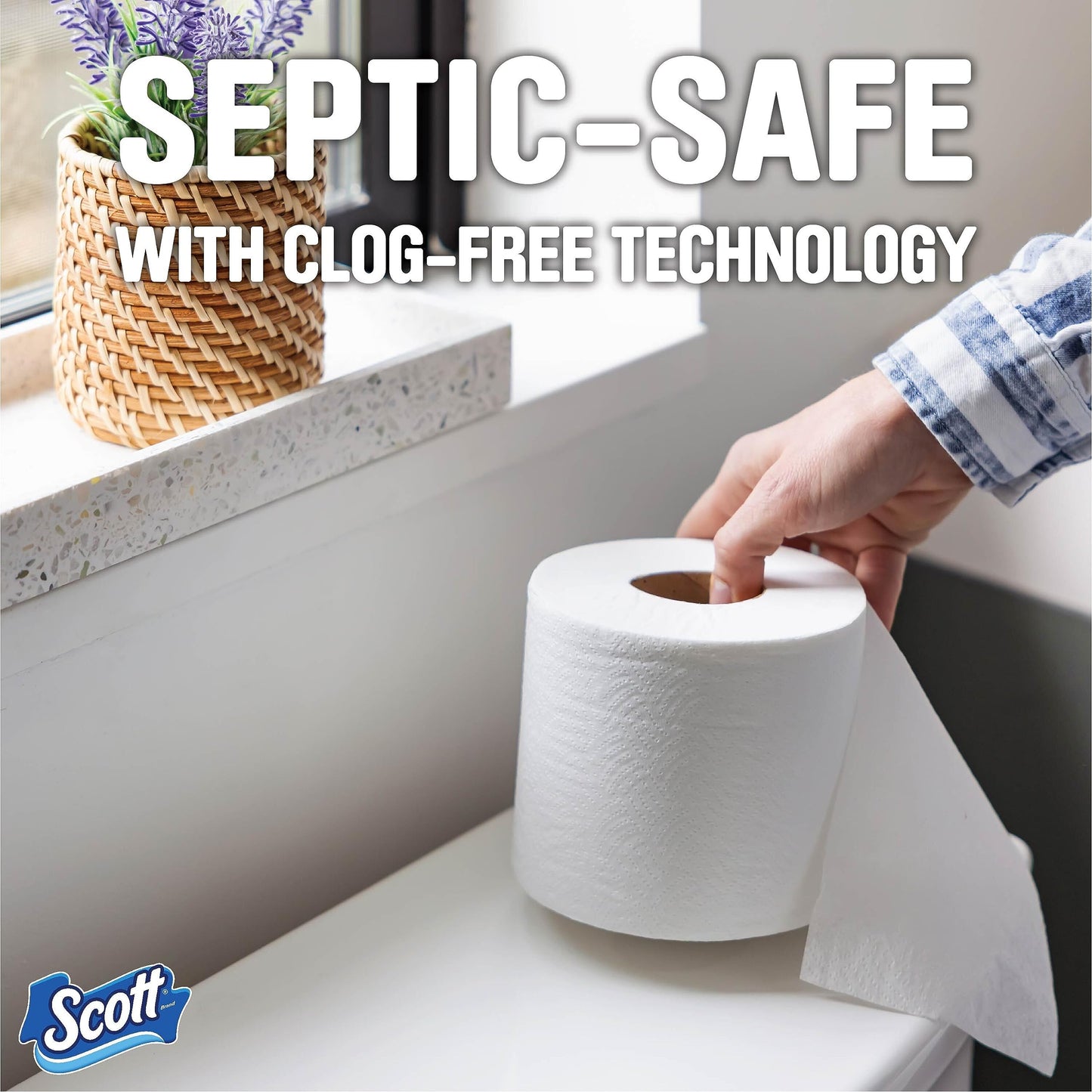 Scott 1000 Toilet Paper, 20 Regular Rolls, Septic-Safe, 1-Ply Toilet Tissue