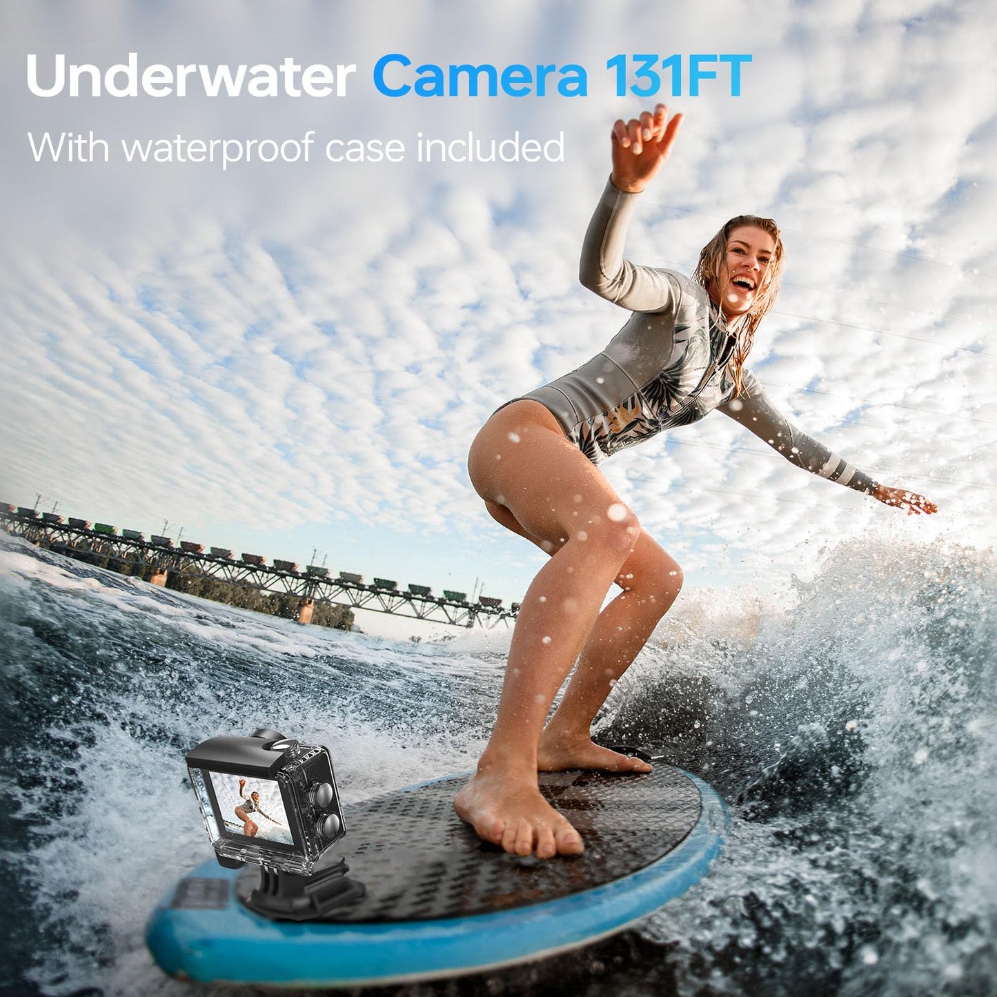 Hiicam Speed 20 Action Camera 4K 60FPS Underwater Camera, Waterproof Camera Underwater 131FT, with Stabilization Wireless Remote, 5X Zoom, 170° Wide Angle