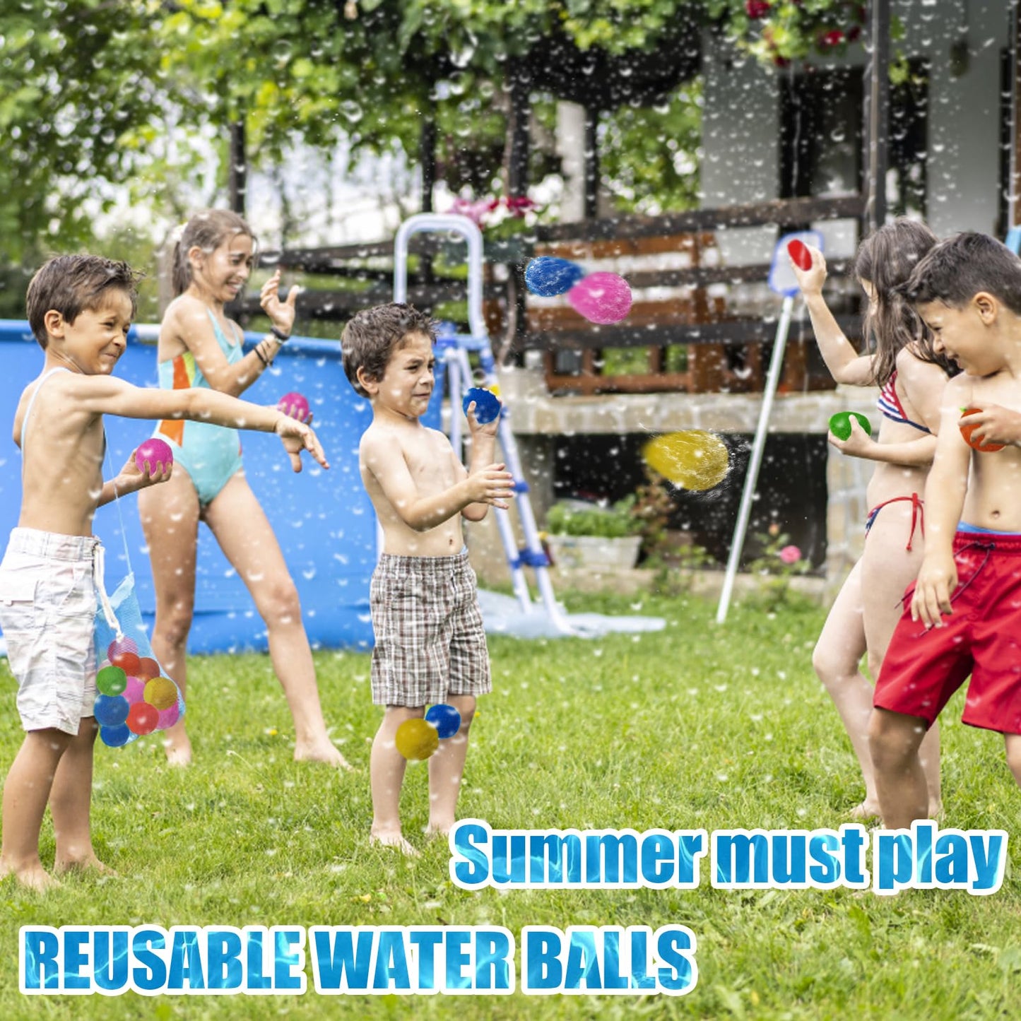 60 PCS Reusable Water Soaker Balls for Summer Fun