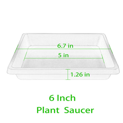 Durable 6" Square Plant Saucer Tray 4-Pack