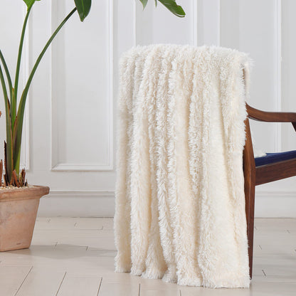 Fuzzy Faux Fur Throw Blanket 50" x 60"