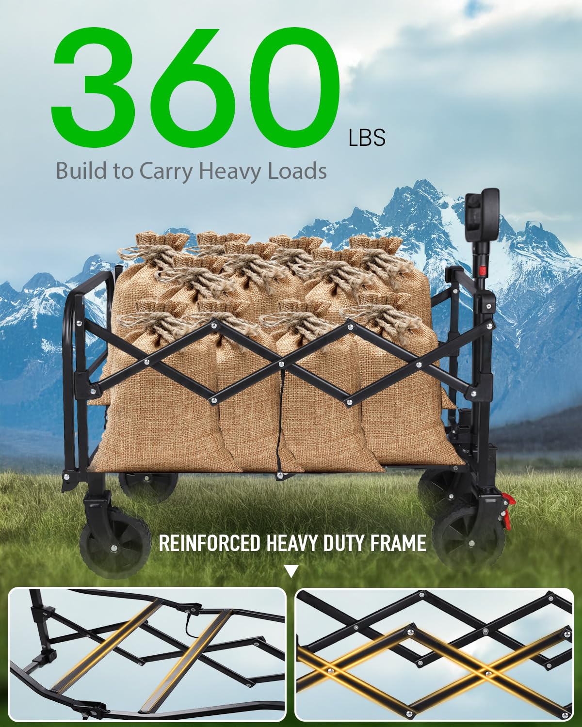 Collapsible Utility Wagon for Grocery and Camping