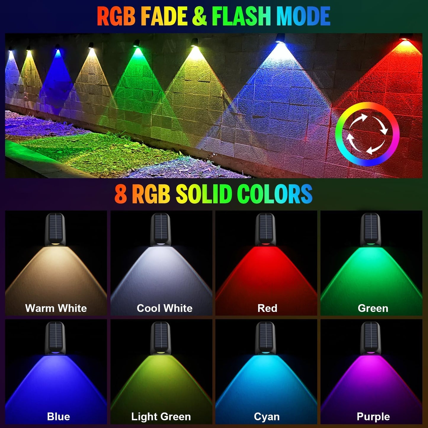 10 Pack Solar Powered Fence Lights Outdoor
