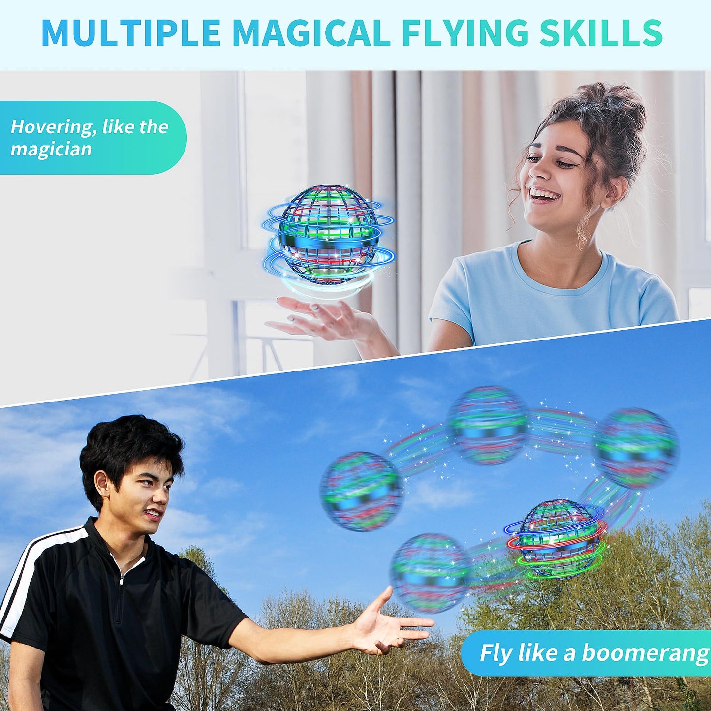 2024 AI Flying Orb Ball Toys, Galaxy Cosmic Globe Boomerang Hover Ball, Hand Drone Orbit, Galactic Fidget Spinning, Birthday Cool Stuff for 6 7 8 9 10+ Year Old Boys Girls Teens Outdoor