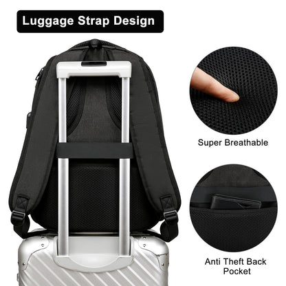 Liokesa Laptop Backpack for Men Women, School Backpacks for Teen Boys Girls, Black Backpack with USB Charging Port, 15.6 Inch Water Resistant College Bookbag Daypack