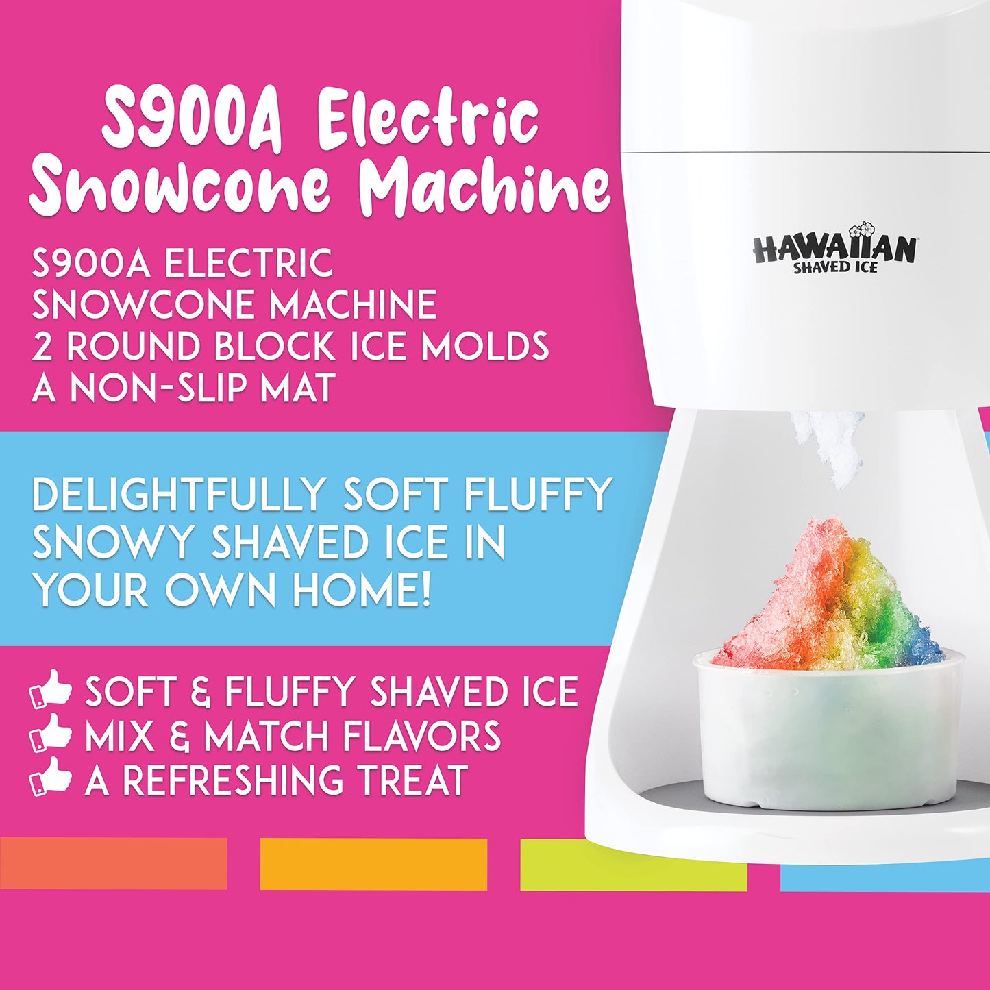 Hawaiian Shaved Ice Snow Cone Machine with Molds