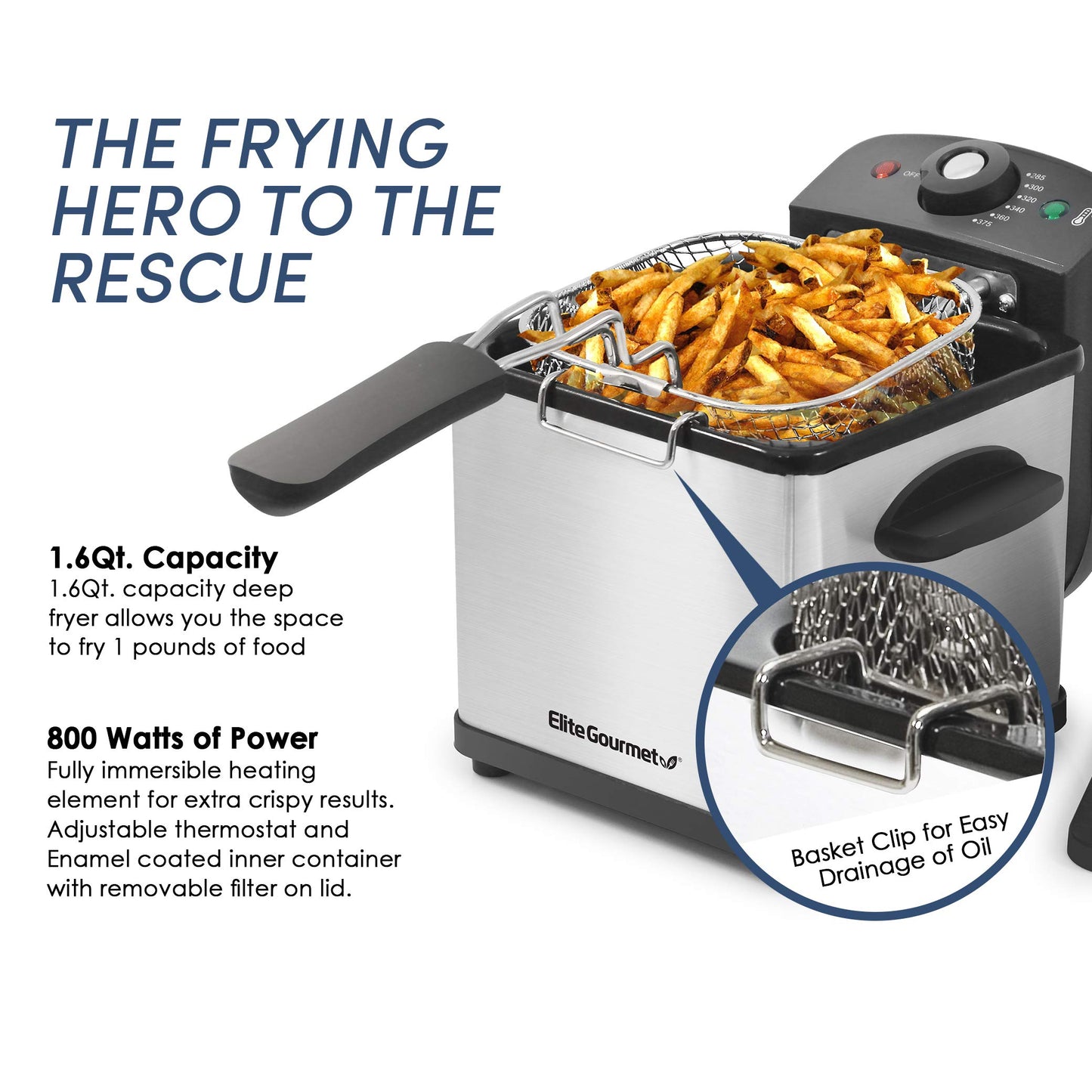 1.6 Quart Elite Gourmet Electric Deep Fryer