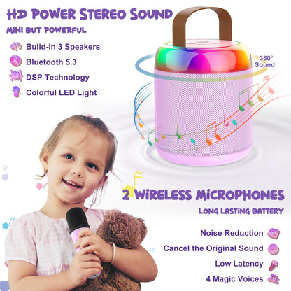 Portable Karaoke Machine with Bluetooth & Microphones
