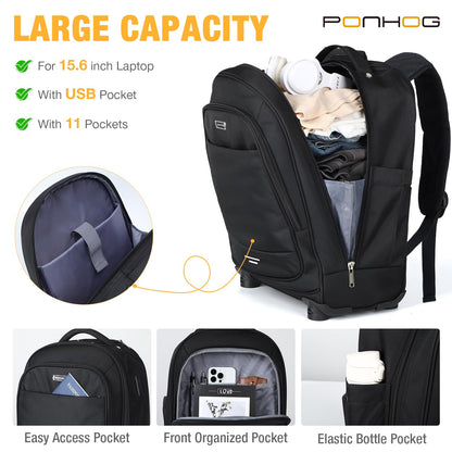 Rolling Backpack with 4 Spinner Wheels