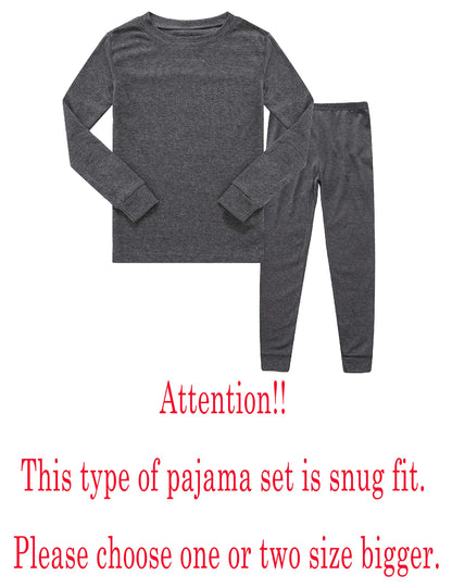 Family Feeling Boys Girls Kids Pajamas Solid Colors 2 Piece Pajama Long Sleeve Pyjamas Set Cotton Grey Size 2