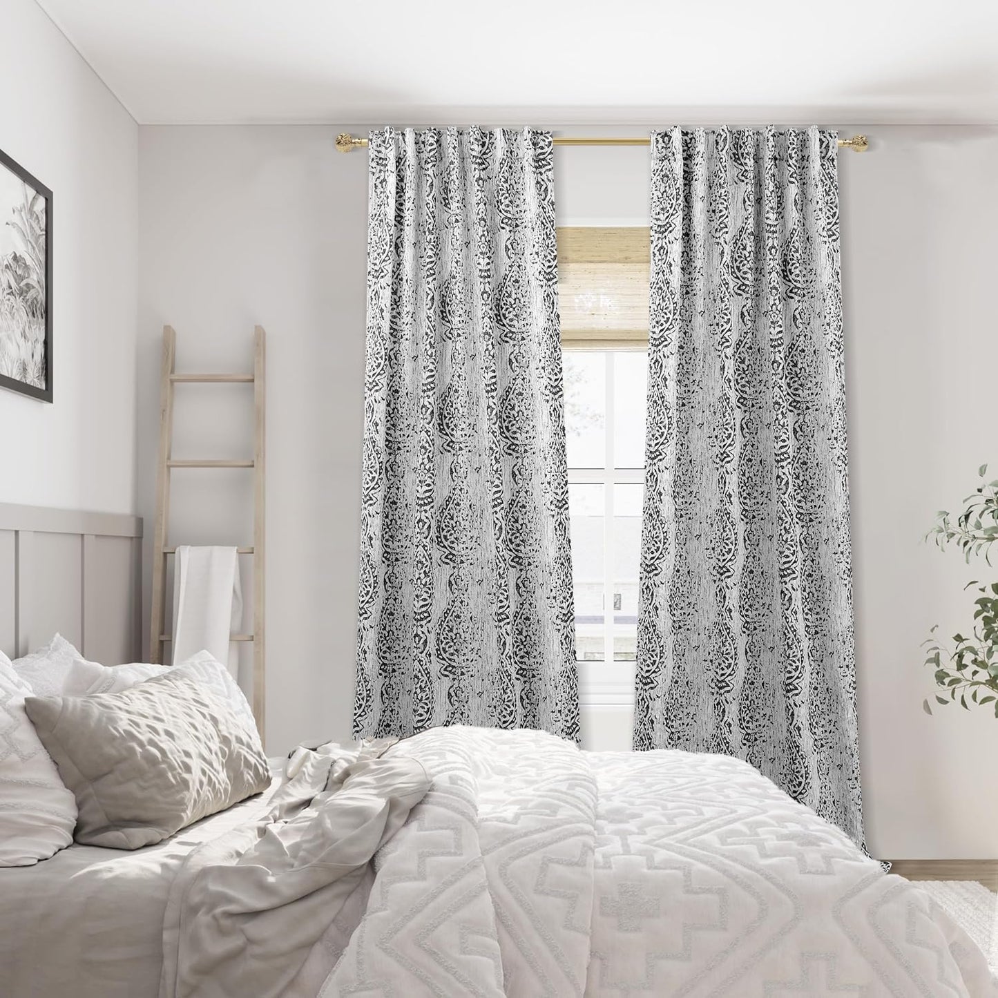 Elegant Black Curtains with Boho Medallion Pattern