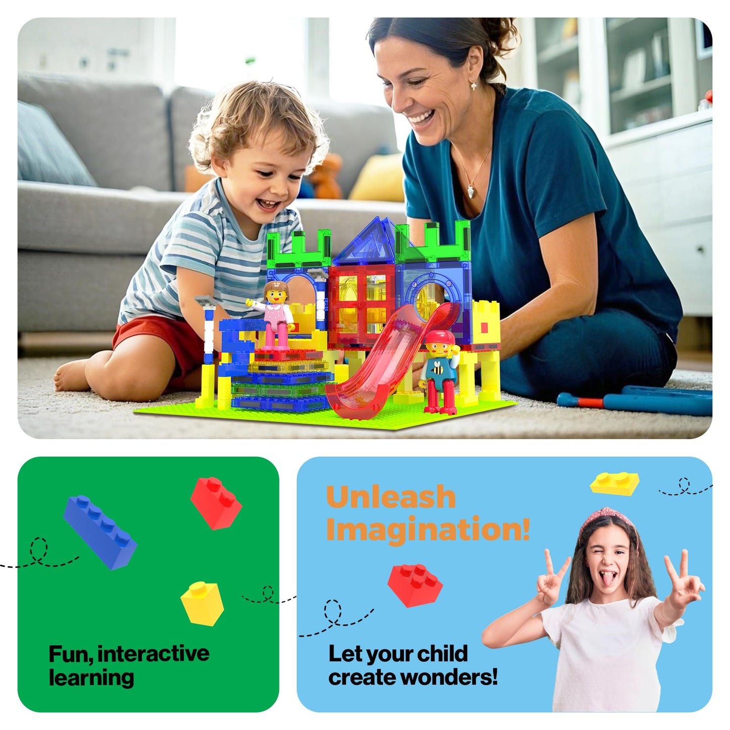 PicassoTiles Magnetic Building Blocks Playground Set