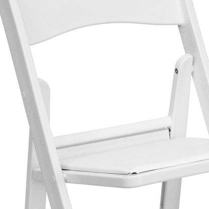 Flash Furniture Hercules Series Folding Chair - White Resin - Set of 4 800LB Weight Capacity Comfortable Event Chair - Light Weight Folding Chair