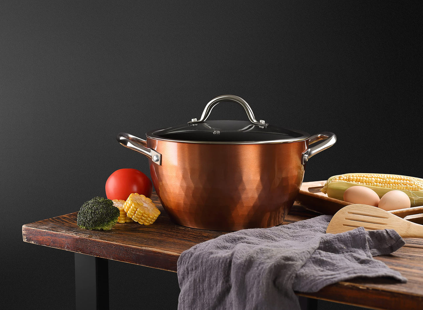 All in One Pan 10-Piece Non Toxic Cookware Set,Non Stick Pots and Pans with Diamond-Infused Coating, Includes Induction Safe Aluminium Kitchen Pans and Pots Set with Glass Lids