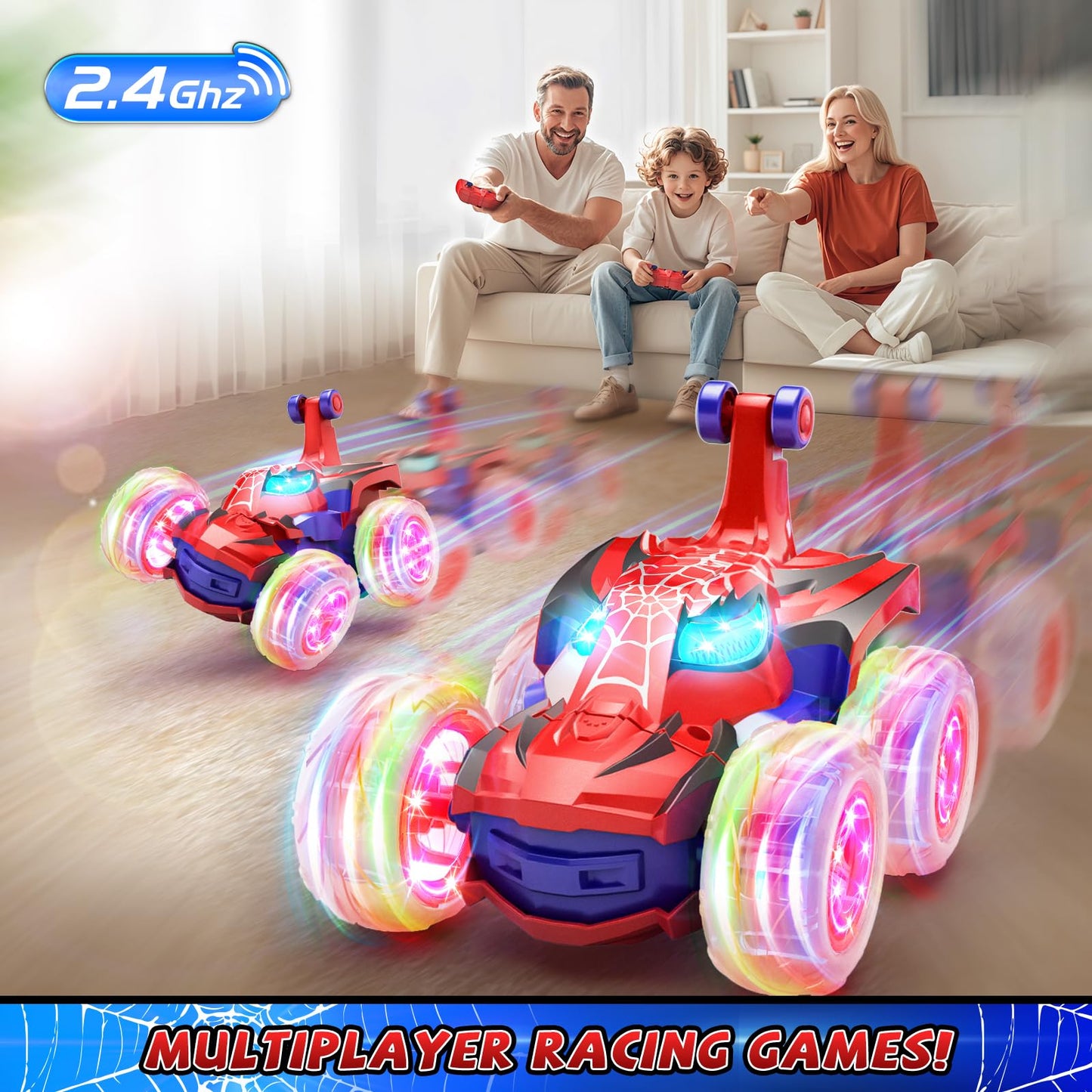 MIXSHAKE 4WD Remote Control Stunt Car with Lights