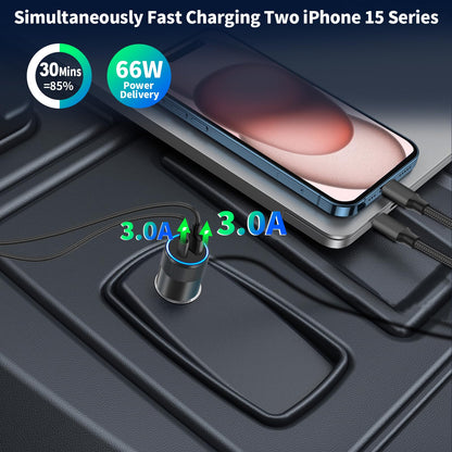 iPhone 16 Fast Car Charger with Braided Cable