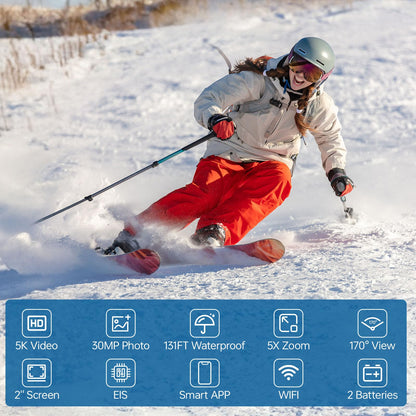 5K Waterproof Action Camera with EIS & Remote