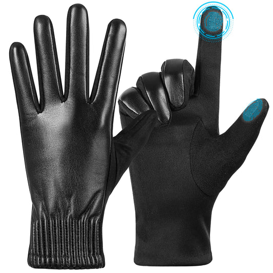 QOF Winter Leather Touchscreen Gloves for Women