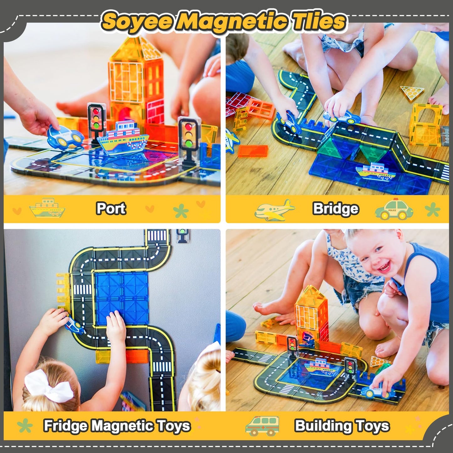 Magnetic Building Blocks Cars Set for Kids
