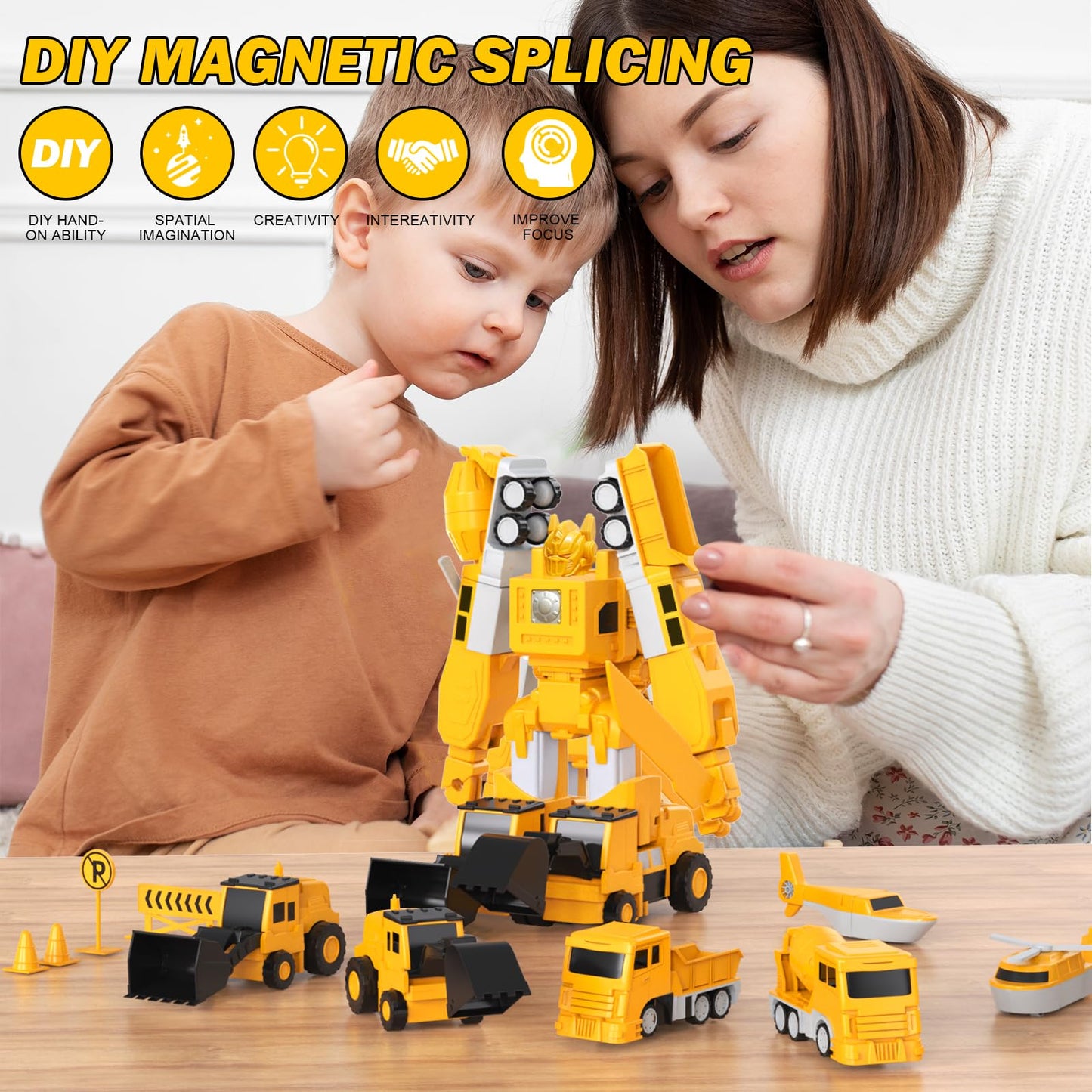 Magnetic Engineering Car Toys for Boys, 35 Pcs