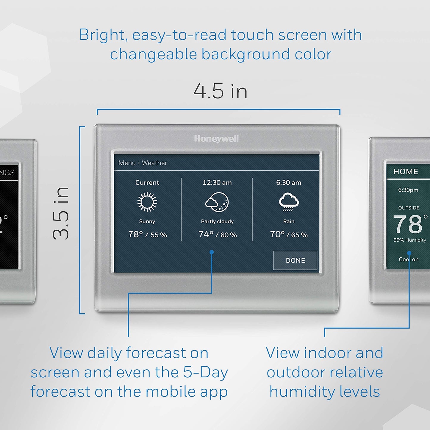 Honeywell Home RTH9585WF1004 Wi-Fi Smart Color Thermostat, 7 Day Programmable, Touch Screen, Energy Star, Alexa Ready, Gray