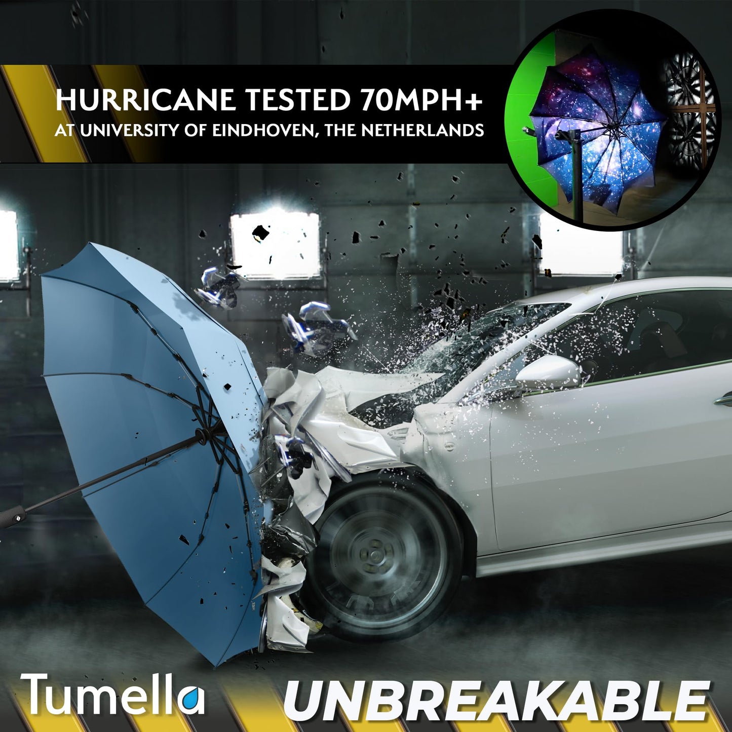 TUMELLA Compact Windproof Travel Umbrella - Automatic